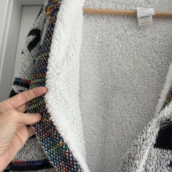 Northern Angel Women  Southwest Sherpa Lined Long Cardigan Sweater Hood Size L - Picture 4 of 8